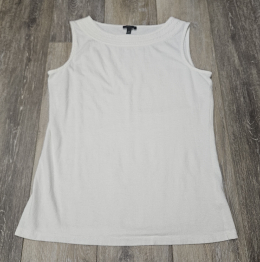 Talbots White Sleeveless Tank Top 100% Cotton Women's XS Neutral Basics Casual